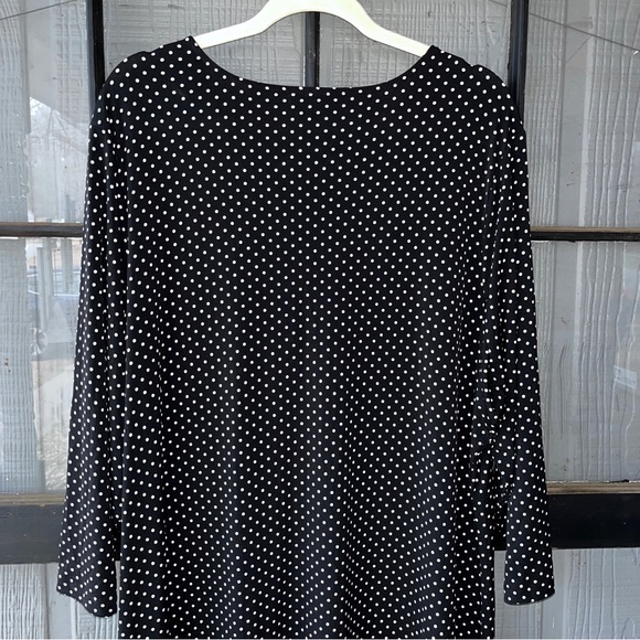 Talbots Woman dress, black with small off-white polka dot print, loose and flowy - Picture 6 of 11